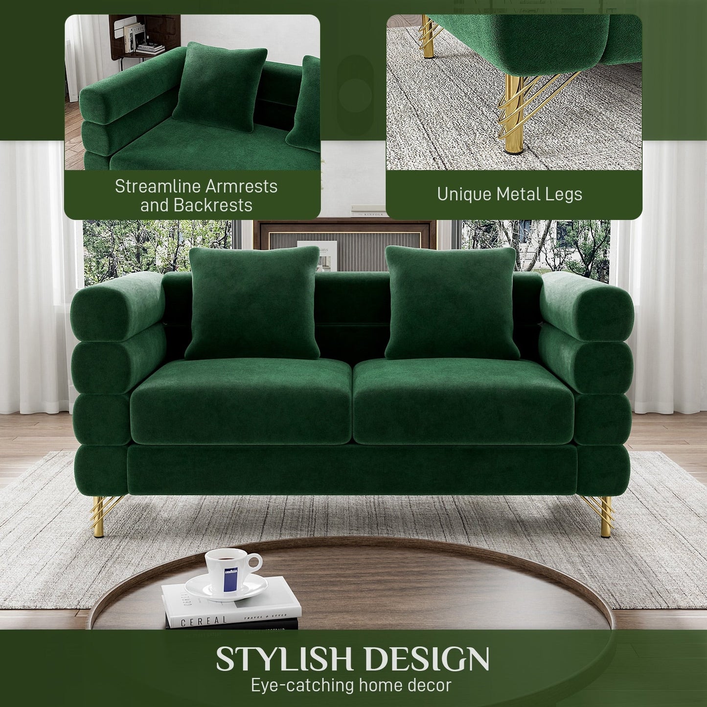 Canapé Ouyessir Mid-Century pour chambre, salon, bureau, appartement