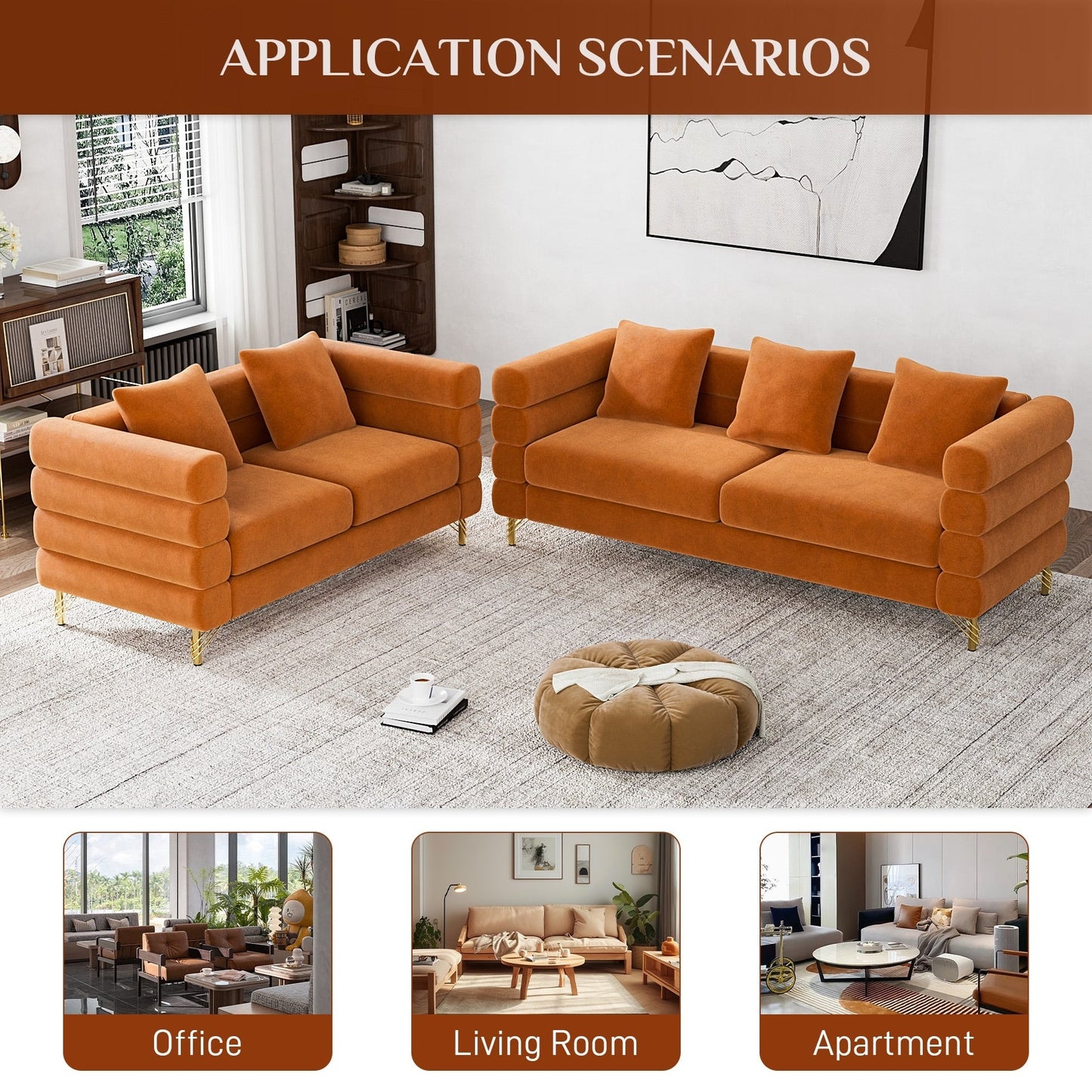 Canapé Ouyessir Mid-Century pour chambre, salon, bureau, appartement