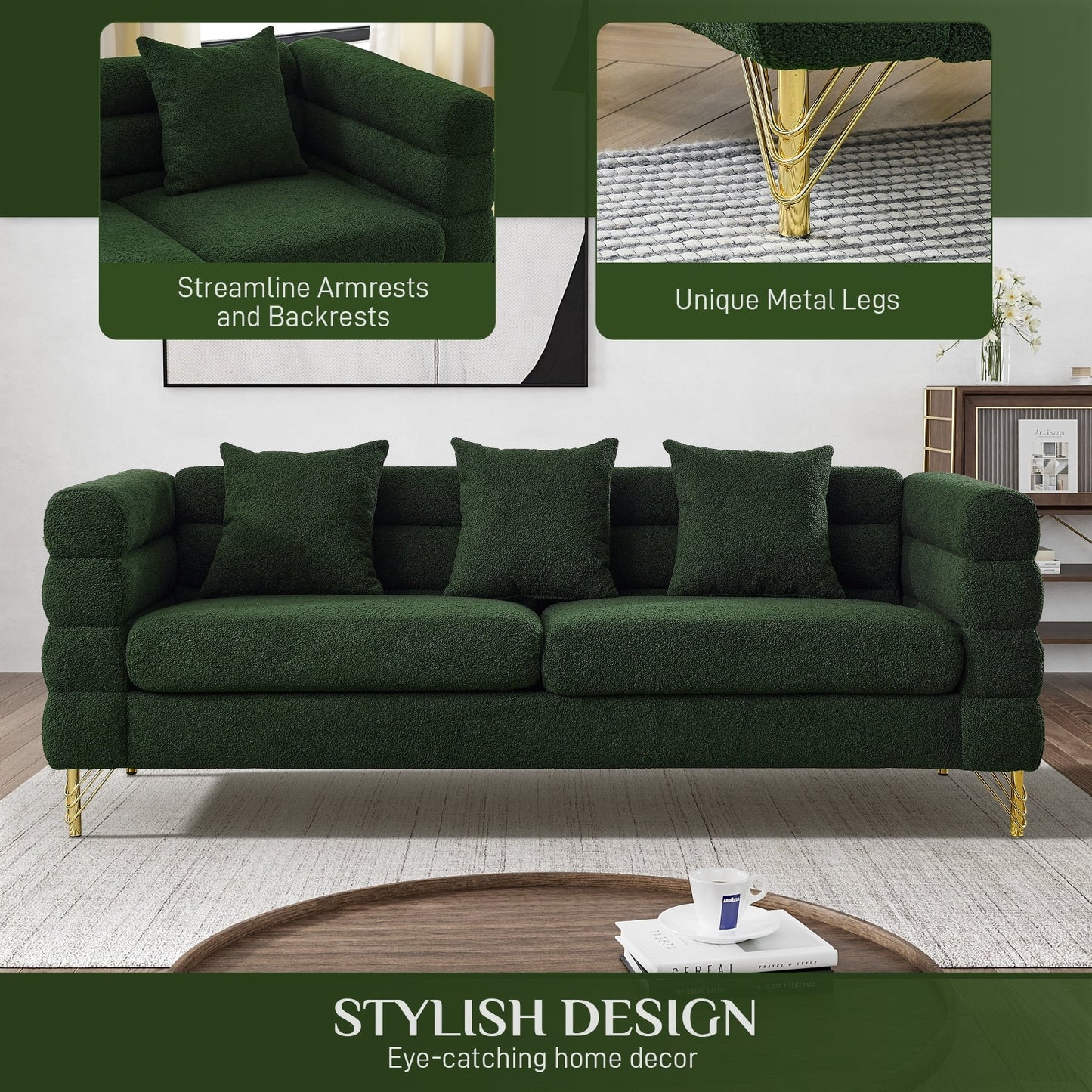 Canapé Ouyessir Mid-Century pour chambre, salon, bureau, appartement