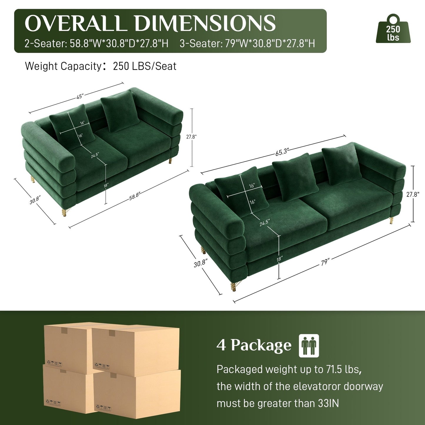 Canapé Ouyessir Mid-Century pour chambre, salon, bureau, appartement