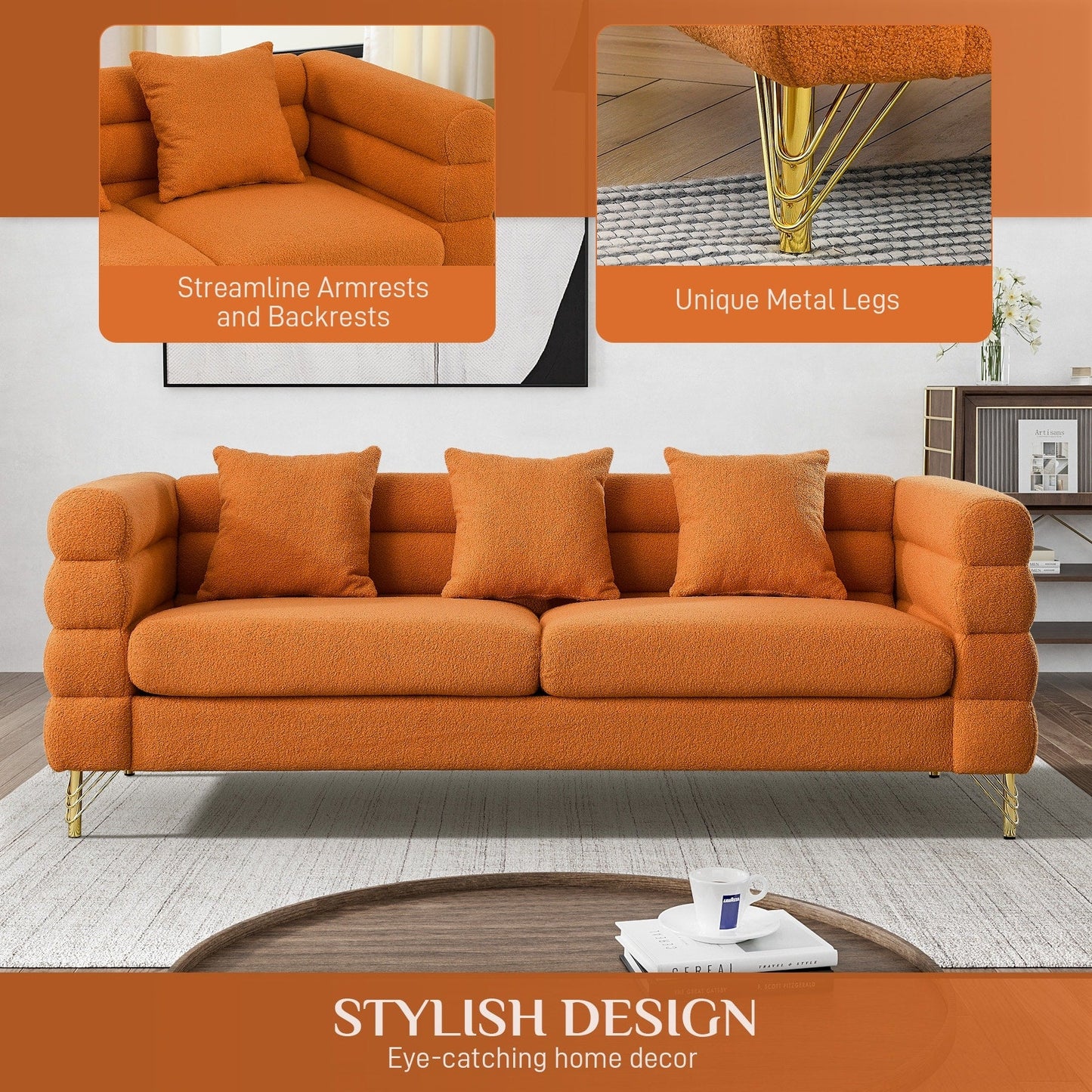 Canapé Ouyessir Mid-Century pour chambre, salon, bureau, appartement