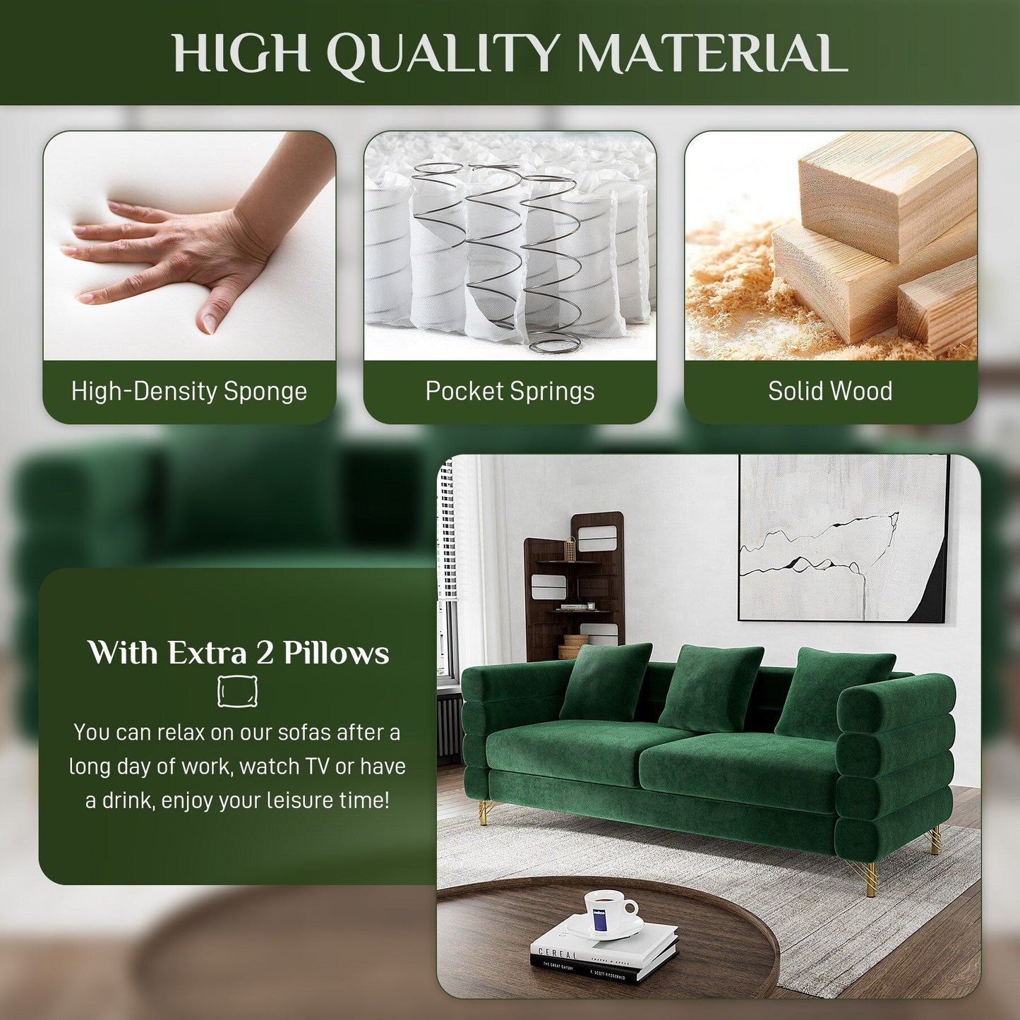 Canapé Ouyessir Mid-Century pour chambre, salon, bureau, appartement