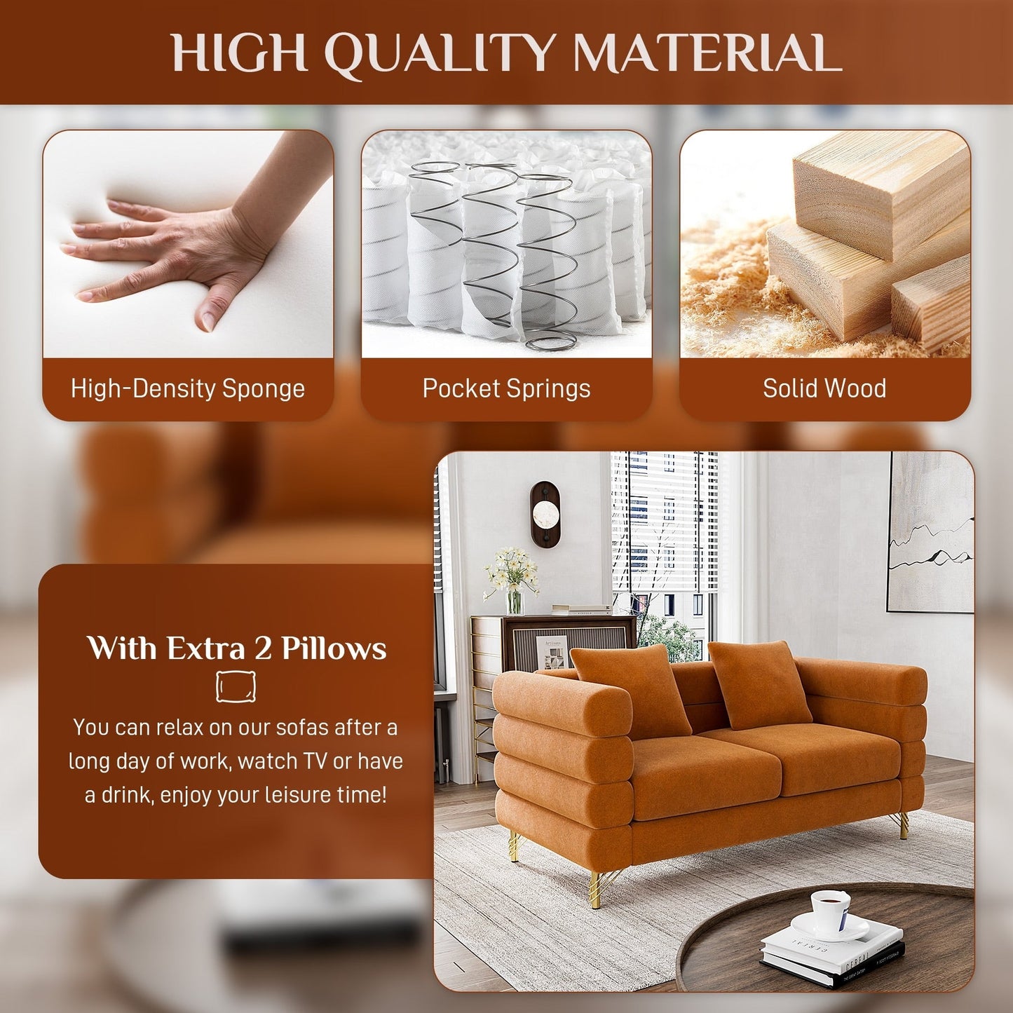 Canapé Ouyessir Mid-Century pour chambre, salon, bureau, appartement