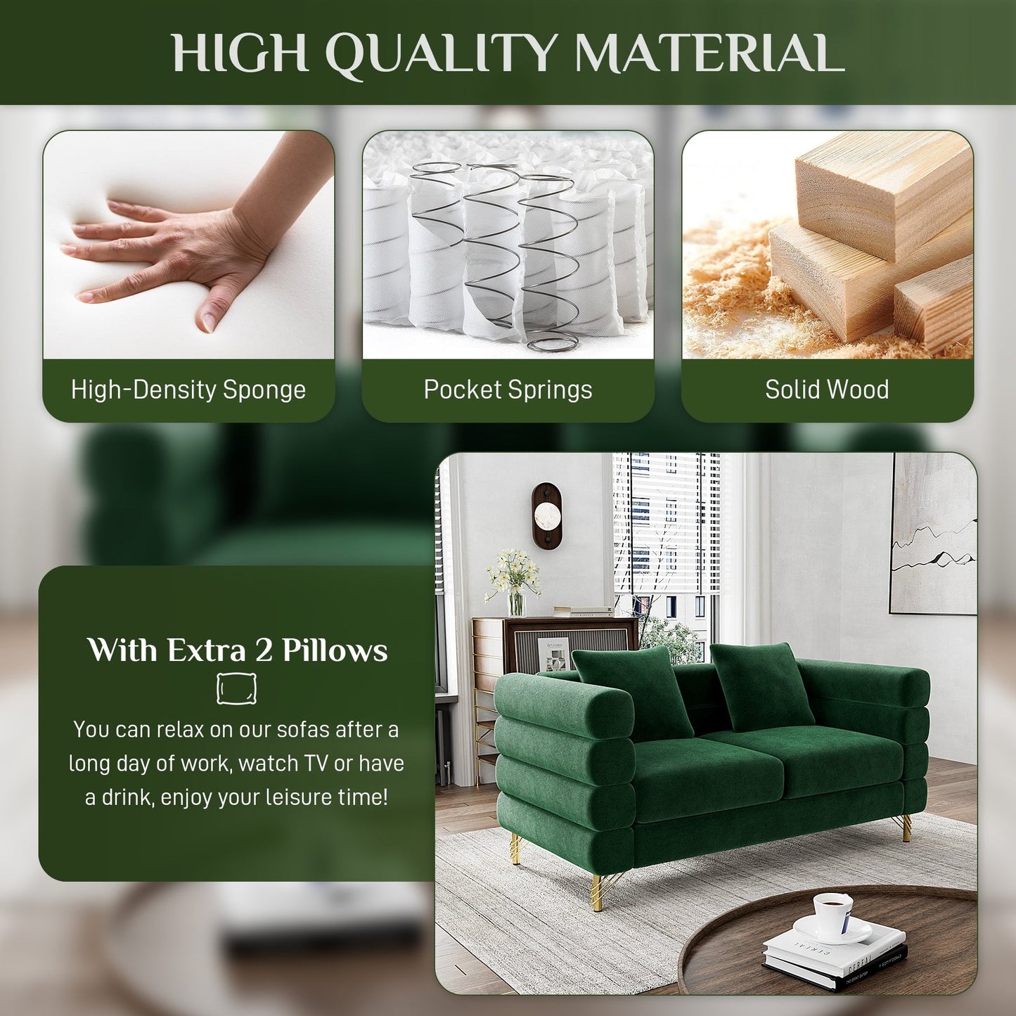 Canapé Ouyessir Mid-Century pour chambre, salon, bureau, appartement