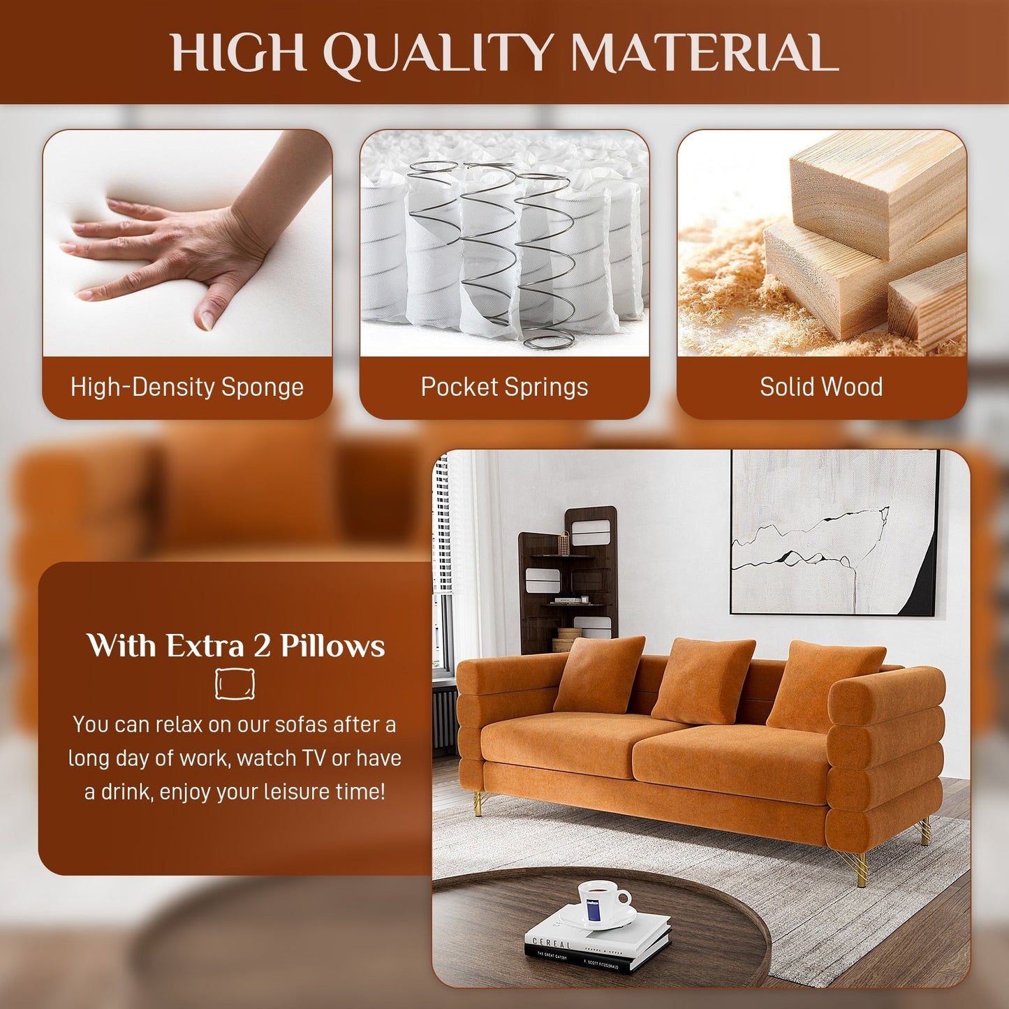 Canapé Ouyessir Mid-Century pour chambre, salon, bureau, appartement