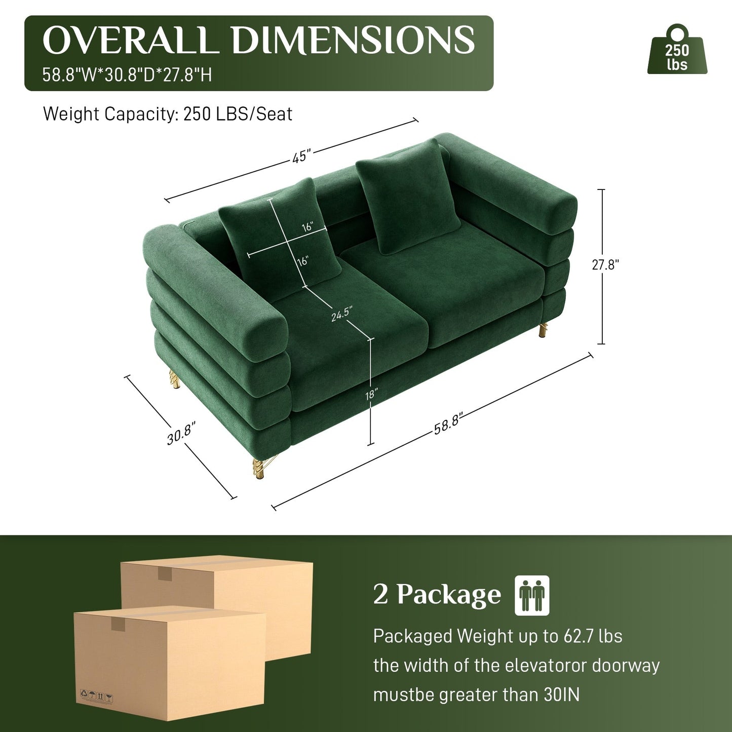 Canapé Ouyessir Mid-Century pour chambre, salon, bureau, appartement