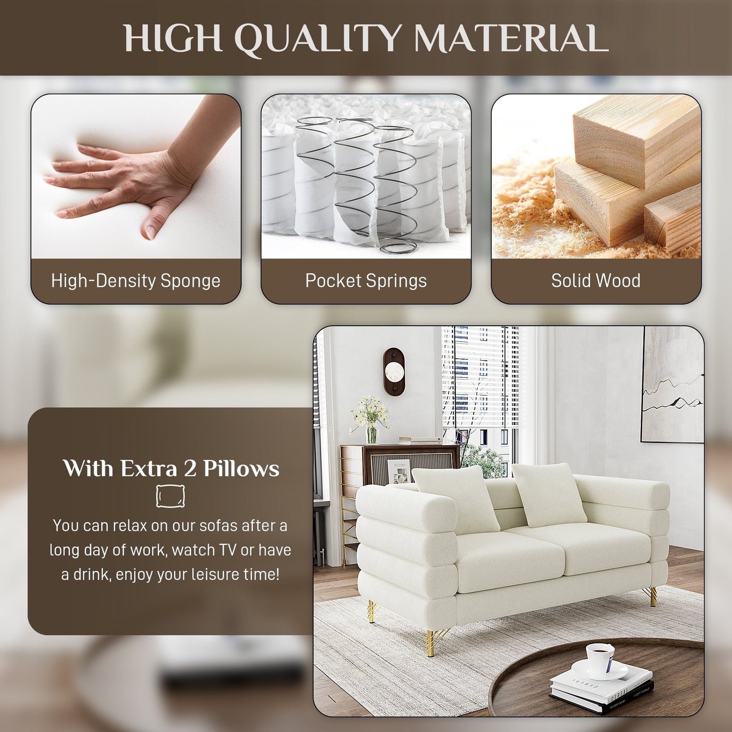 Canapé Ouyessir Mid-Century pour chambre, salon, bureau, appartement