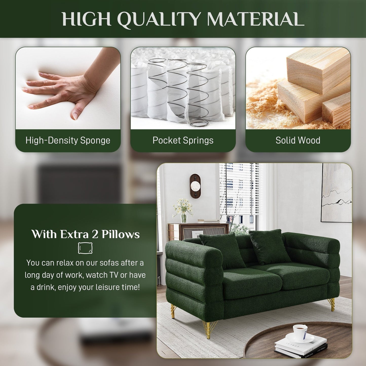 Canapé Ouyessir Mid-Century pour chambre, salon, bureau, appartement