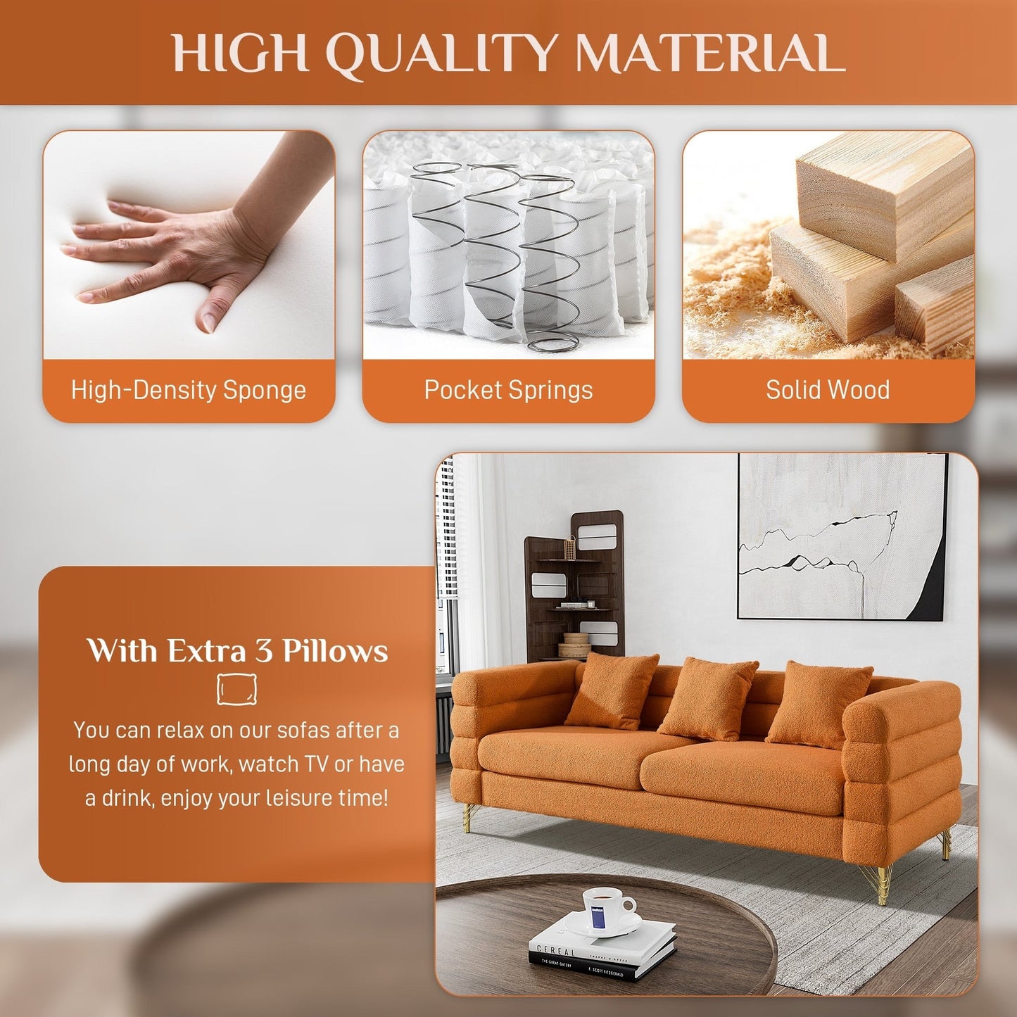 Canapé Ouyessir Mid-Century pour chambre, salon, bureau, appartement