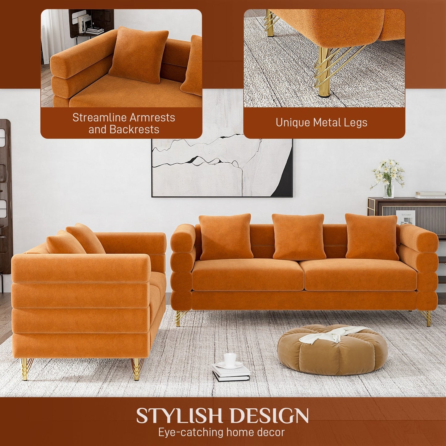 Canapé Ouyessir Mid-Century pour chambre, salon, bureau, appartement