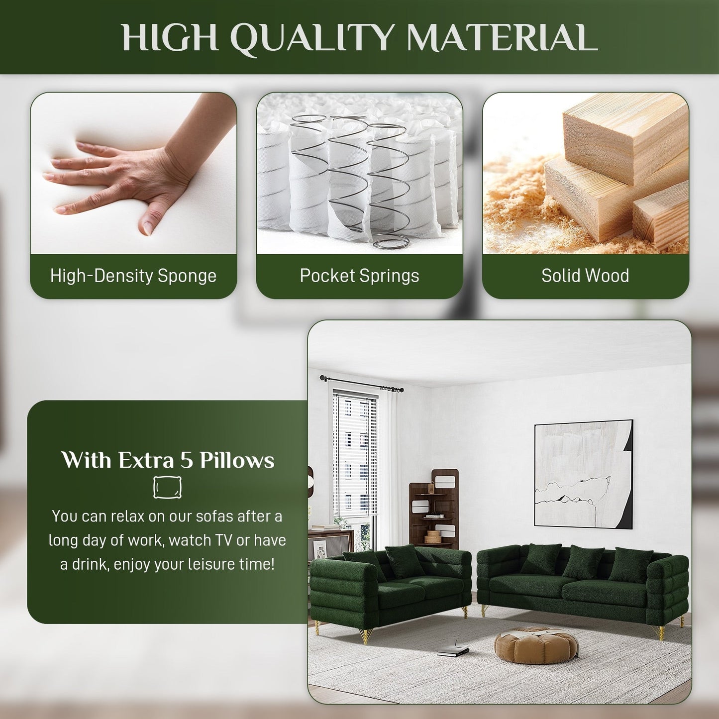 Canapé Ouyessir Mid-Century pour chambre, salon, bureau, appartement