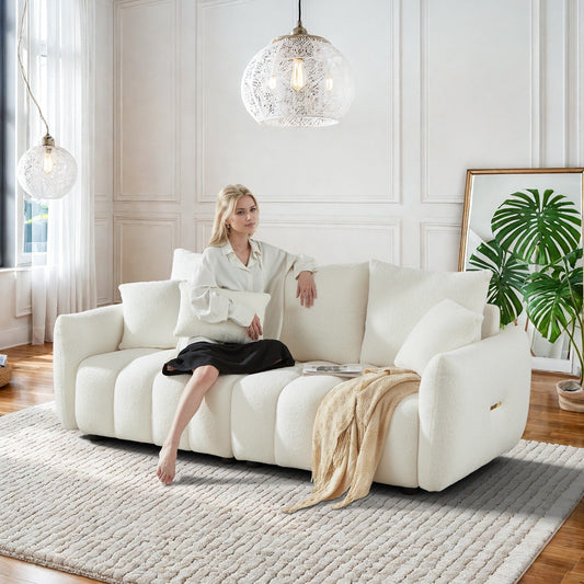 Canapé Ouyessir rembourré en tissu doux avec 3 coussins