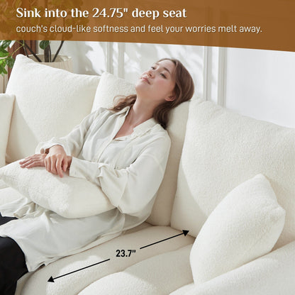 Canapé Ouyessir rembourré en tissu doux avec 3 coussins