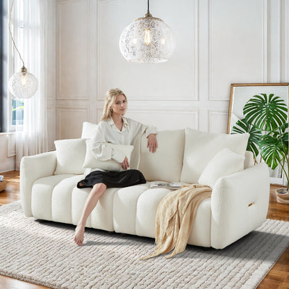 Canapé Ouyessir rembourré en tissu doux avec 3 coussins