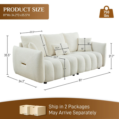 Canapé Ouyessir rembourré en tissu doux avec 3 coussins