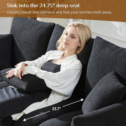 Canapé Ouyessir rembourré en tissu doux avec 3 coussins