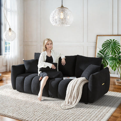 Canapé Ouyessir rembourré en tissu doux avec 3 coussins