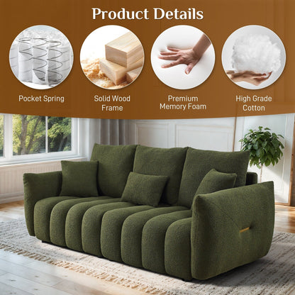 Canapé Ouyessir rembourré en tissu doux avec 3 coussins