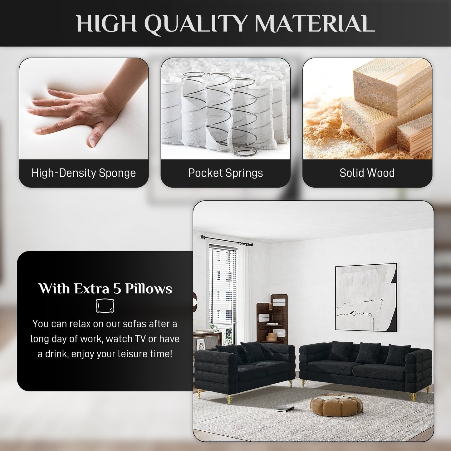 Canapé Ouyessir Mid-Century pour chambre, salon, bureau, appartement