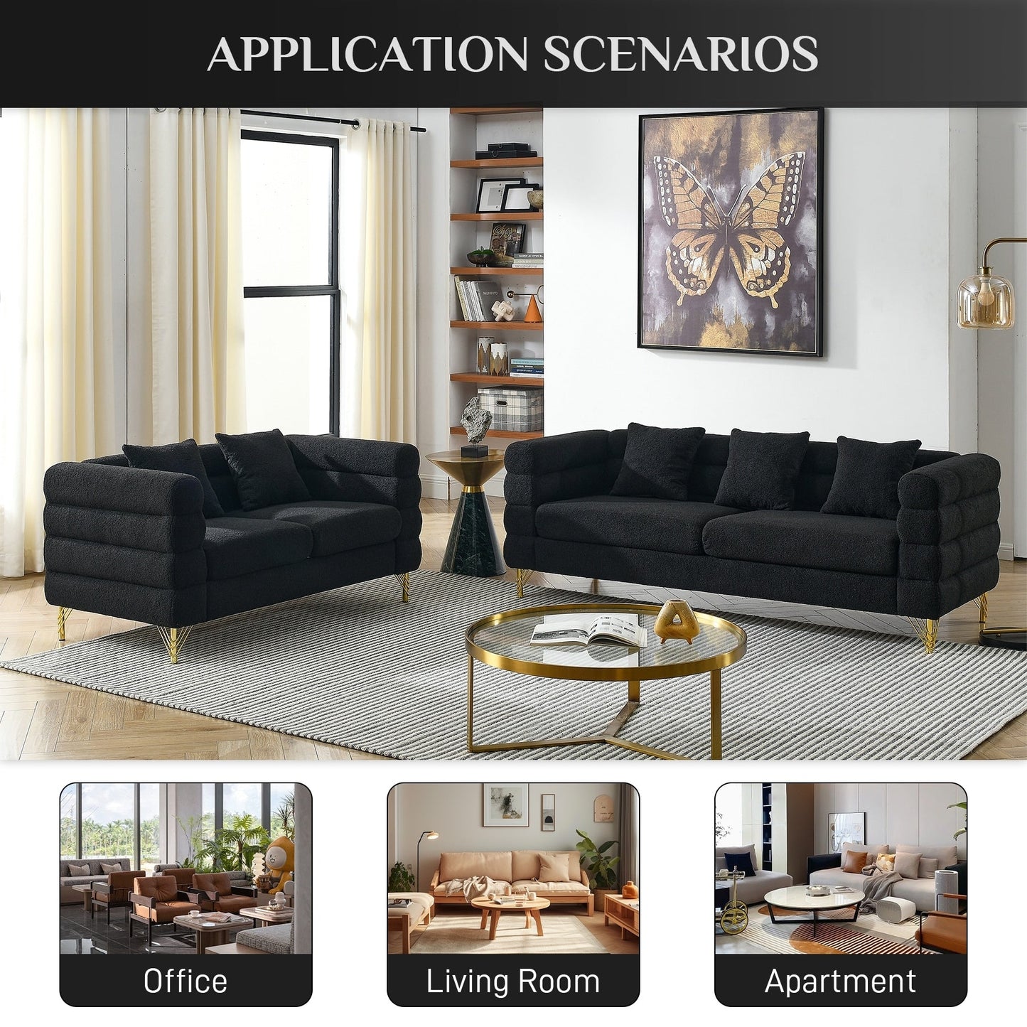 Canapé Ouyessir Mid-Century pour chambre, salon, bureau, appartement