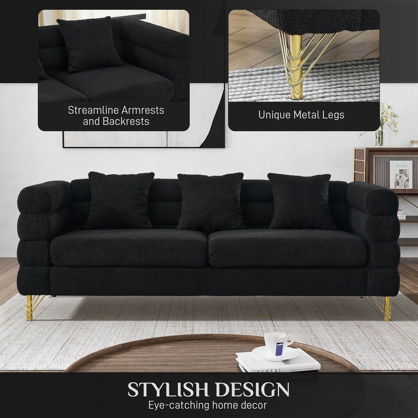 Canapé Ouyessir Mid-Century pour chambre, salon, bureau, appartement