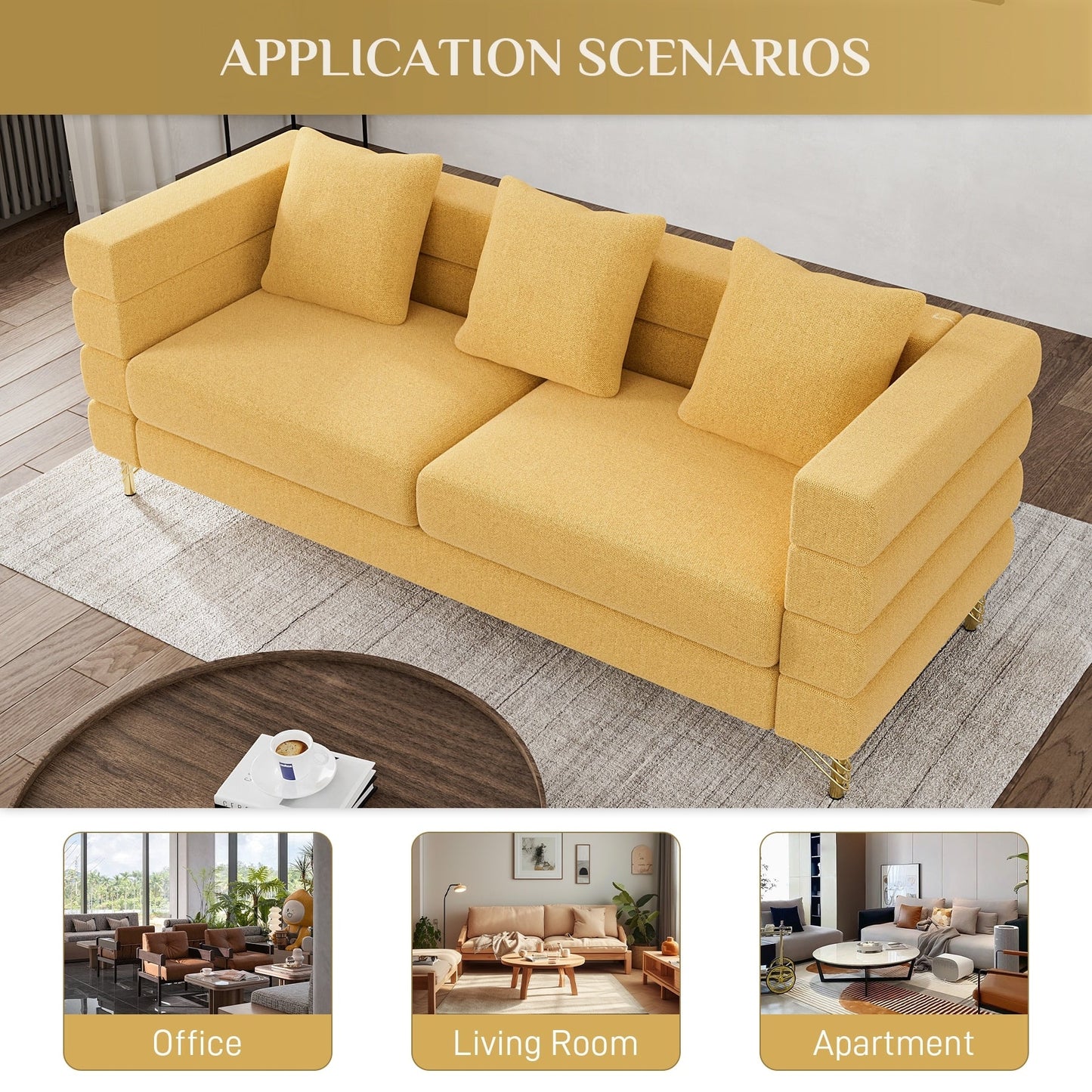 Canapé Ouyessir Mid-Century pour chambre, salon, bureau, appartement