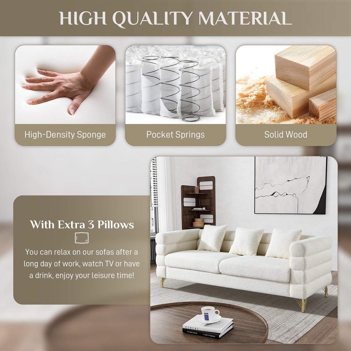 Canapé Ouyessir Mid-Century pour chambre, salon, bureau, appartement