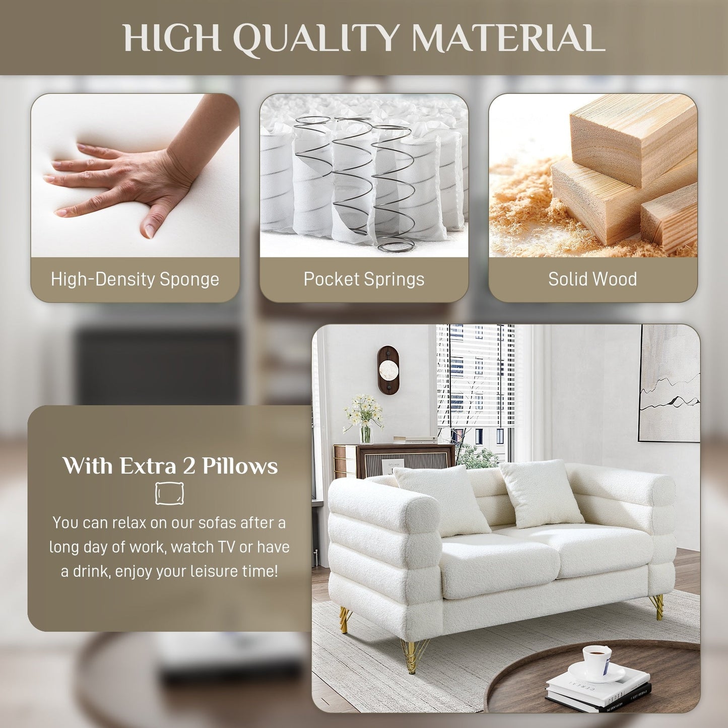 Canapé Ouyessir Mid-Century pour chambre, salon, bureau, appartement