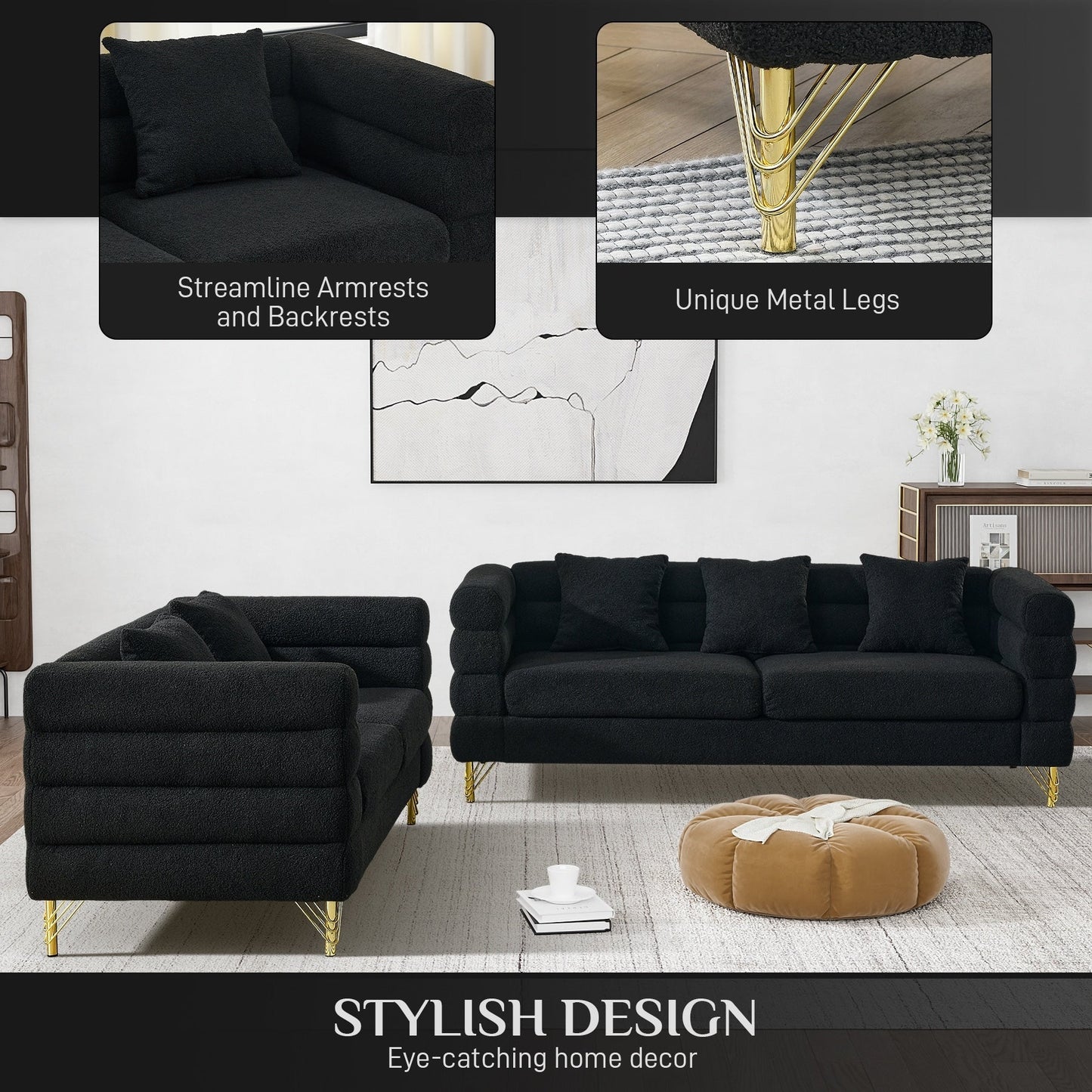 Canapé Ouyessir Mid-Century pour chambre, salon, bureau, appartement