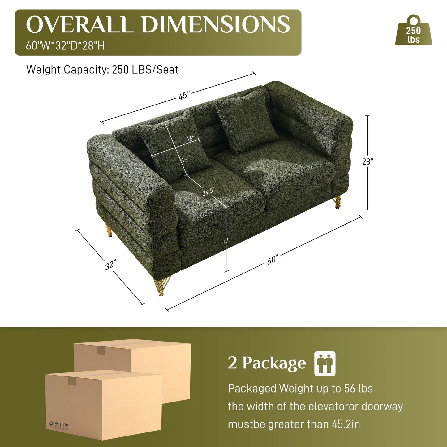 Canapé Ouyessir Mid-Century pour chambre, salon, bureau, appartement