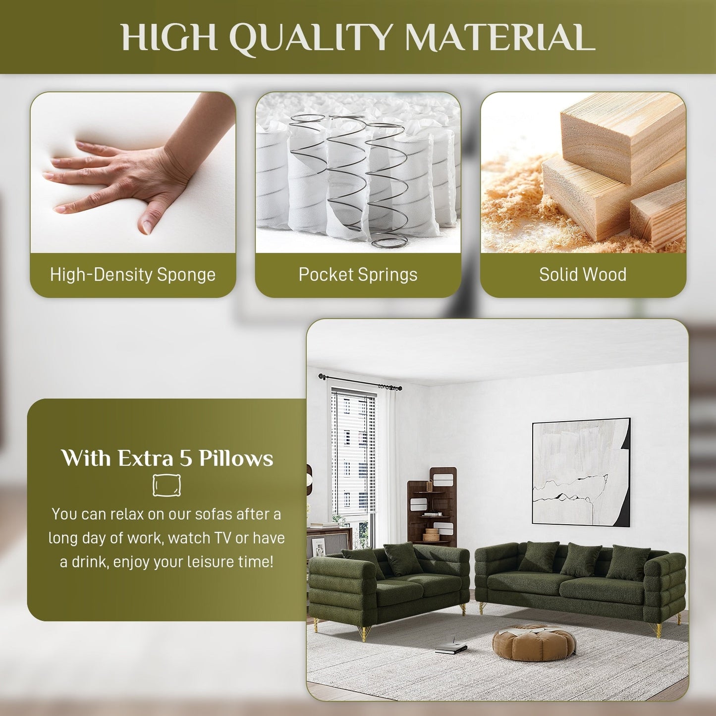 Canapé Ouyessir Mid-Century pour chambre, salon, bureau, appartement