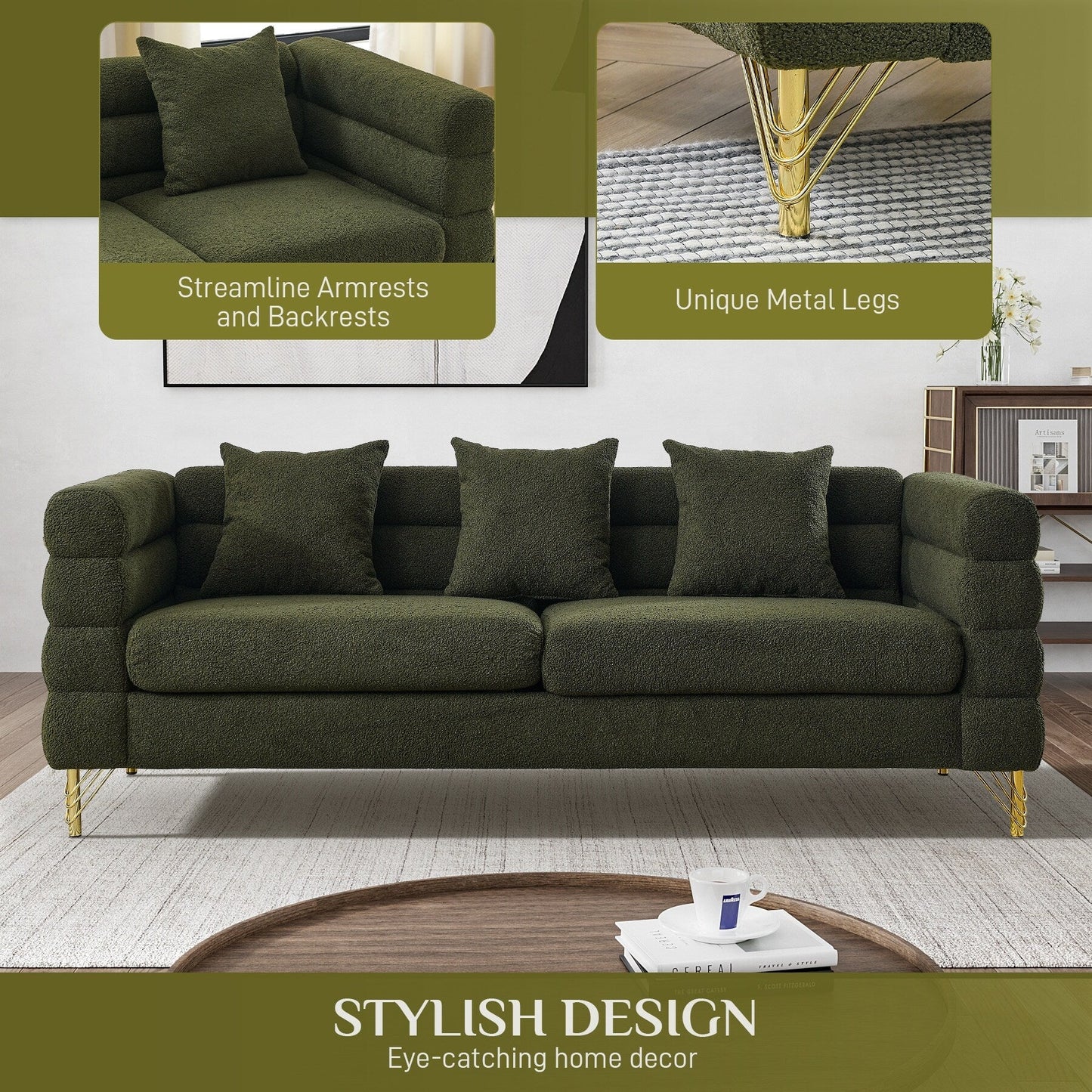 Canapé Ouyessir Mid-Century pour chambre, salon, bureau, appartement