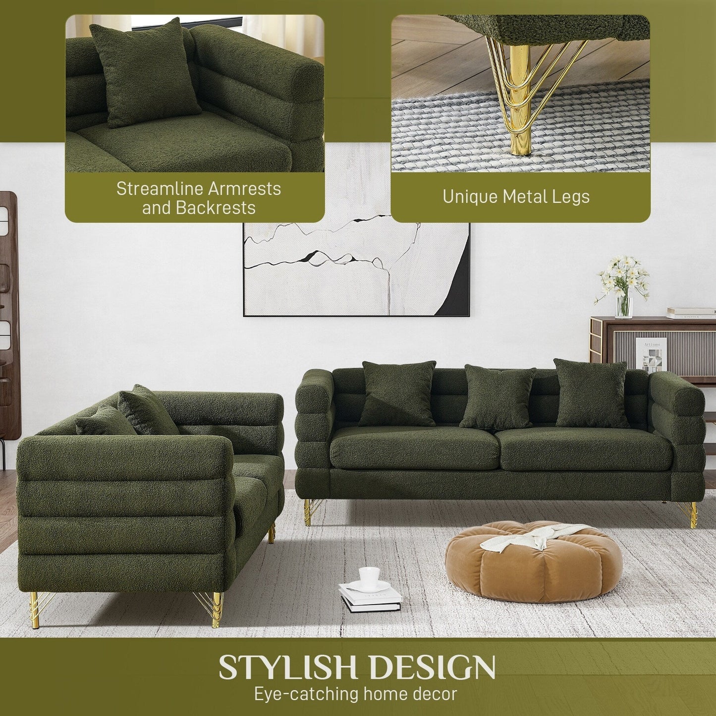 Canapé Ouyessir Mid-Century pour chambre, salon, bureau, appartement