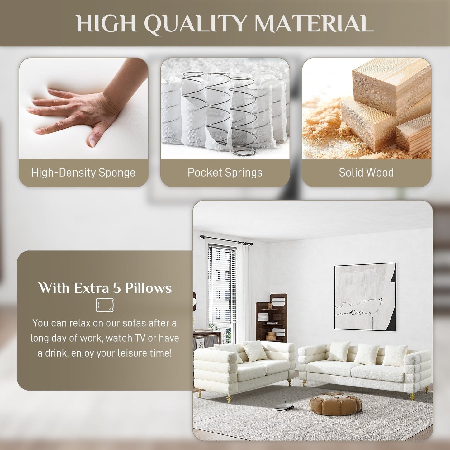 Canapé Ouyessir Mid-Century pour chambre, salon, bureau, appartement