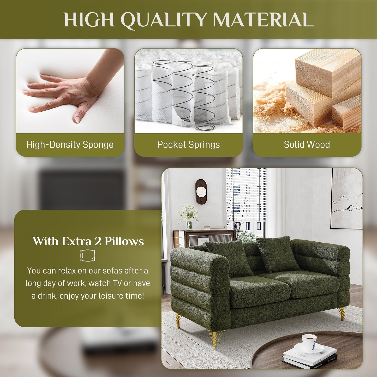 Canapé Ouyessir Mid-Century pour chambre, salon, bureau, appartement