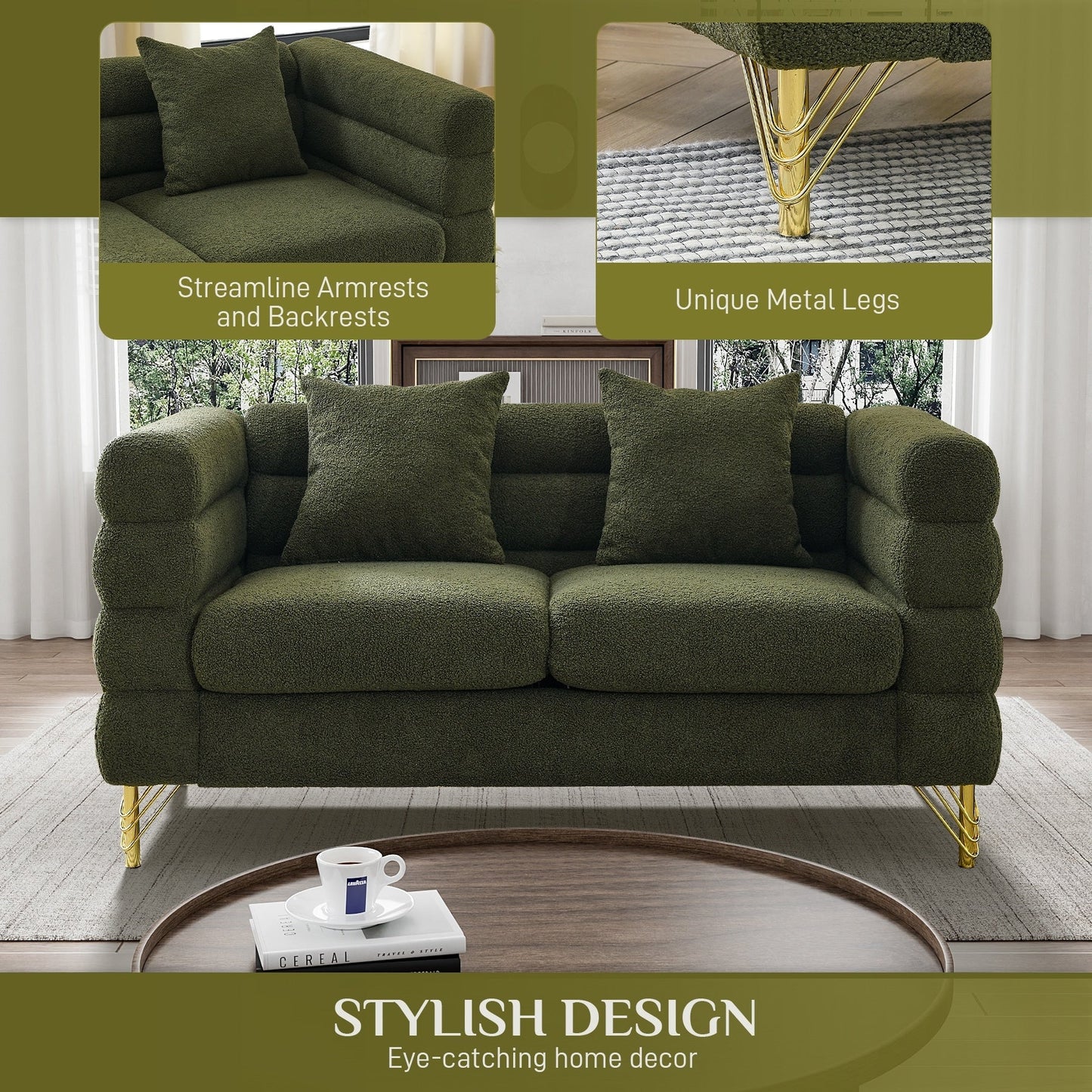 Canapé Ouyessir Mid-Century pour chambre, salon, bureau, appartement