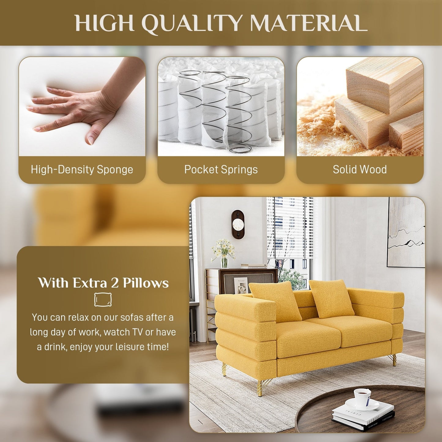 Canapé Ouyessir Mid-Century pour chambre, salon, bureau, appartement