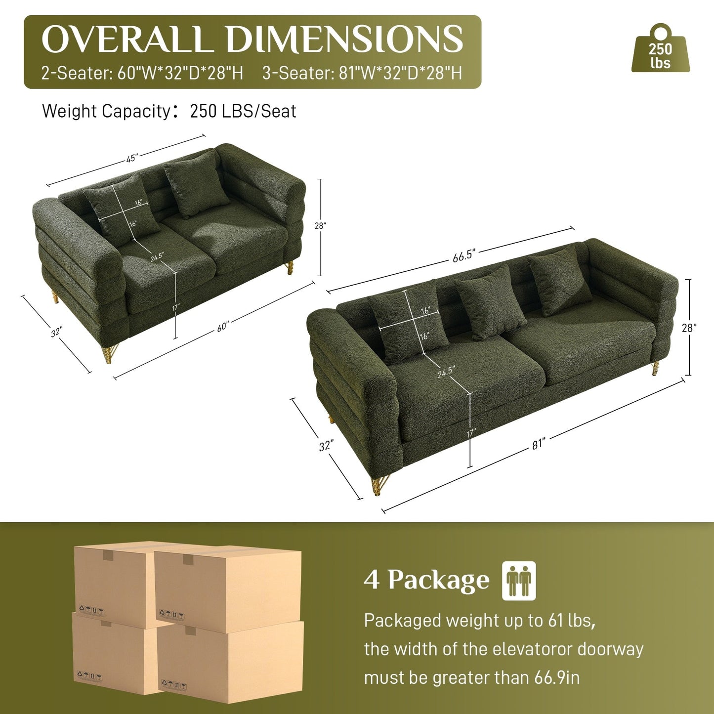 Canapé Ouyessir Mid-Century pour chambre, salon, bureau, appartement