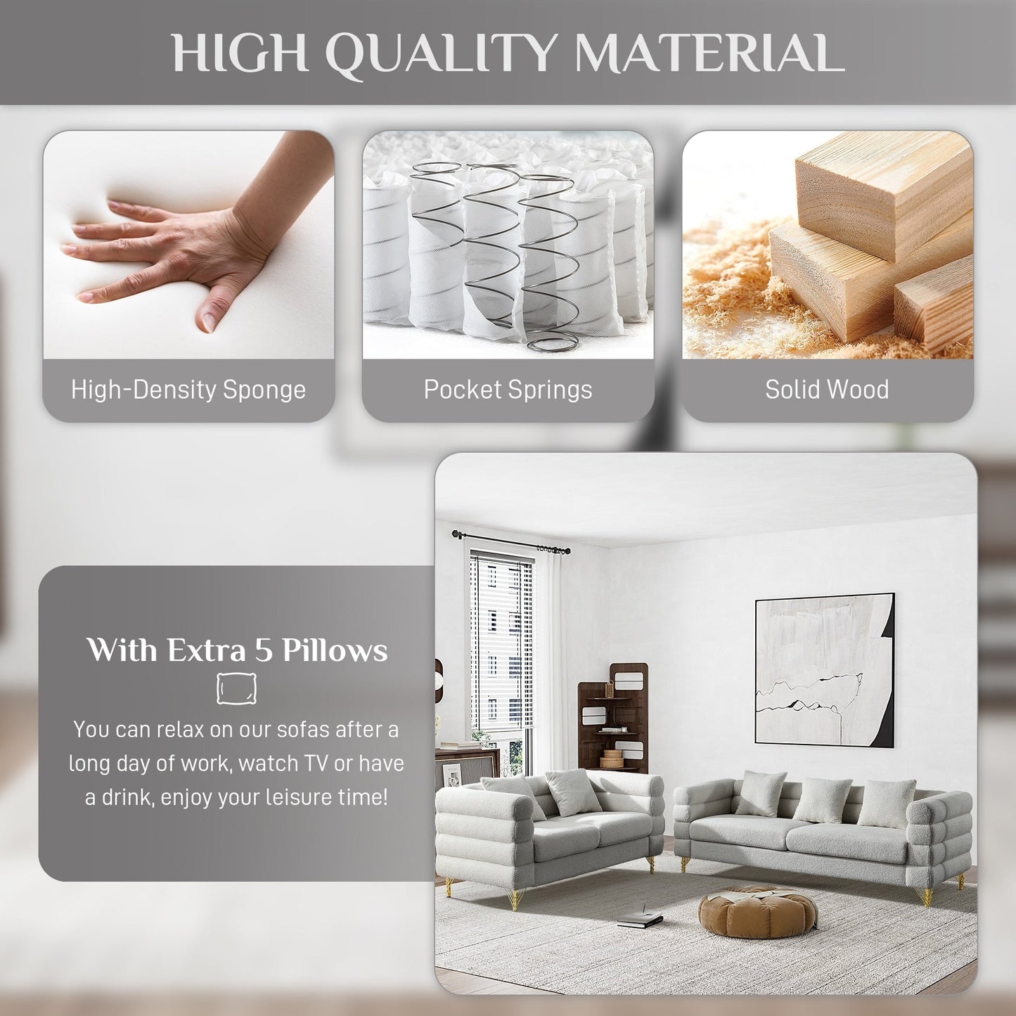 Canapé Ouyessir Mid-Century pour chambre, salon, bureau, appartement