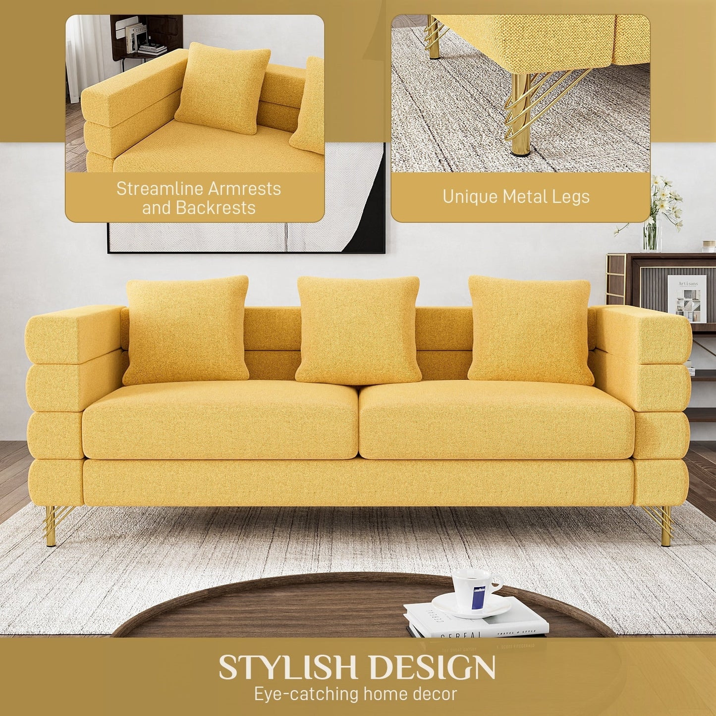 Canapé Ouyessir Mid-Century pour chambre, salon, bureau, appartement