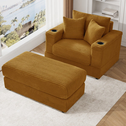 Canapé simple rembourré Ouyessir avec pouf pour salon