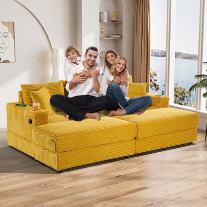 Canapé simple rembourré Ouyessir avec pouf pour salon