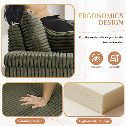 Canapé simple rembourré Ouyessir avec pouf pour salon