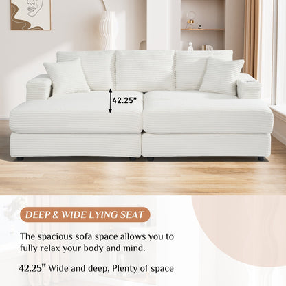 Canapé simple rembourré Ouyessir avec pouf pour salon