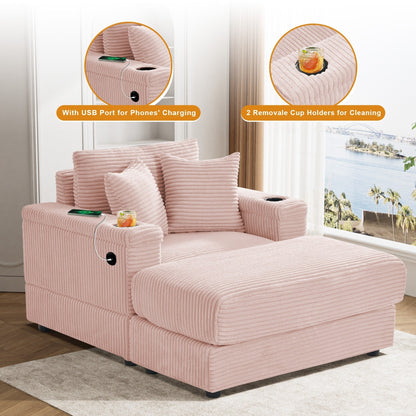 Canapé simple rembourré Ouyessir avec pouf pour salon