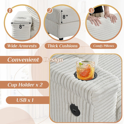 Canapé simple rembourré Ouyessir avec pouf pour salon