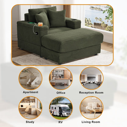 Canapé simple rembourré Ouyessir avec pouf pour salon