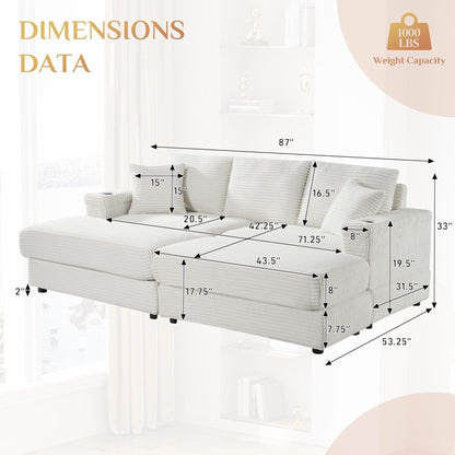 Canapé simple rembourré Ouyessir avec pouf pour salon