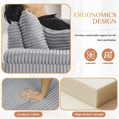 Canapé simple rembourré Ouyessir avec pouf pour salon