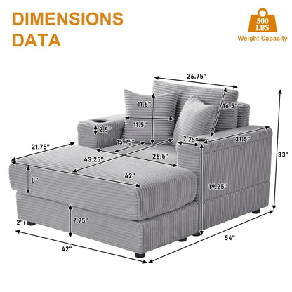 Canapé simple rembourré Ouyessir avec pouf pour salon